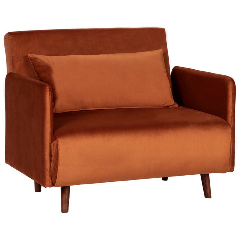 Fauteuil convertible en velours - Rouille - belushi