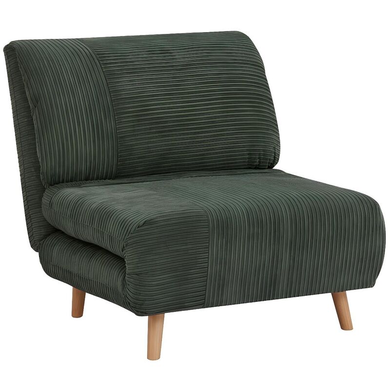 Vente-unique - Fauteuil convertible en velours côtelé palula - Vert foncé