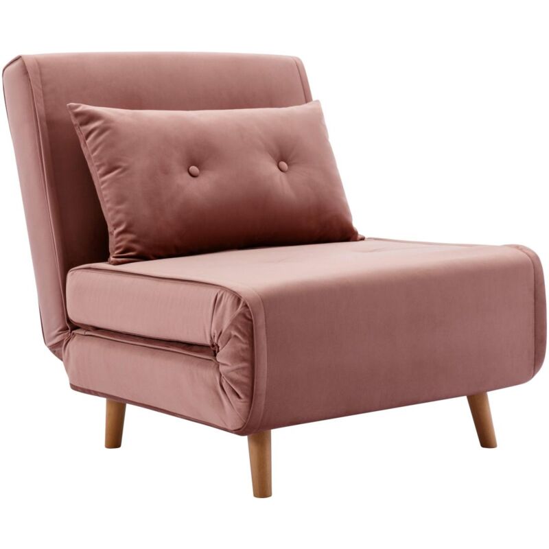 Fauteuil convertible en velours rose poudré uribia