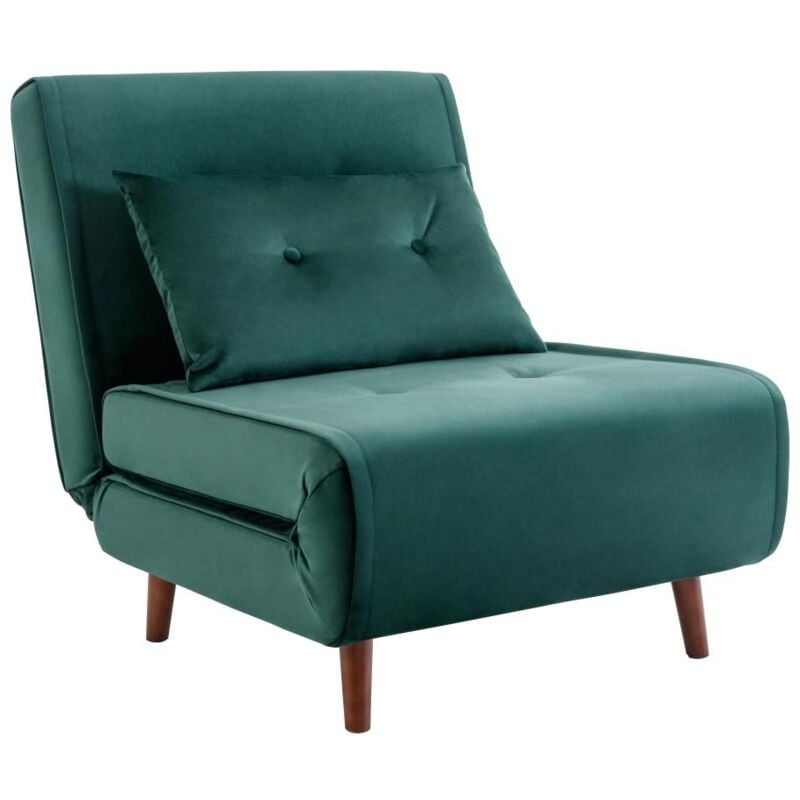 Fauteuil convertible en velours vert sapin uribia