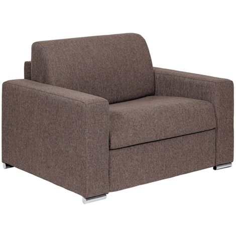 Fauteuil convertible express en tissu marron. Couchage 70 cm. Matelas 14 cm. CALITO
