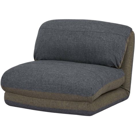 Fauteuil convertible fauteuil-lit pliable avec dossier réglable 5 positions en tissu khaki / gris foncé 040011008