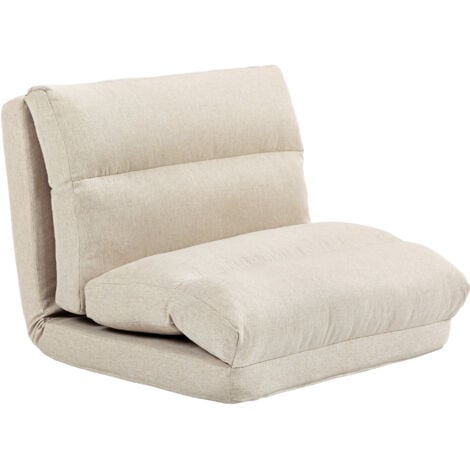 HOMCOM Fauteuil convertible fauteuil paresseux grand confort inclinaison dossier multipositions 90°-180° tissu beige chiné