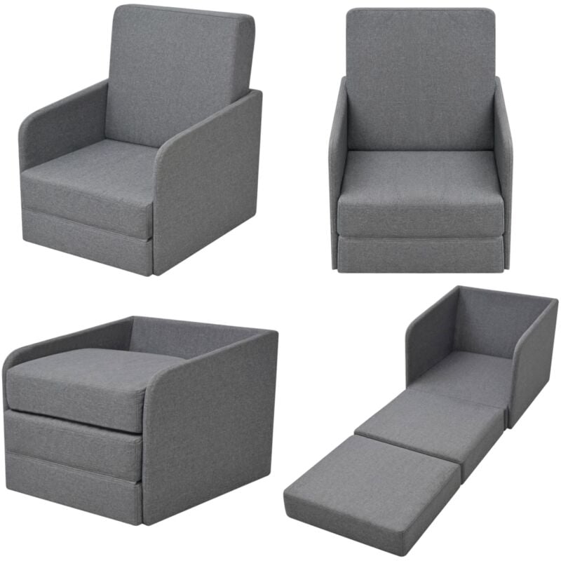 Fauteuil convertible gris clair tissu - Chaise Convertible - Fauteuil Convertible - Canapé Lit - Meuble Pliable - Mobilier Design - Home & Living