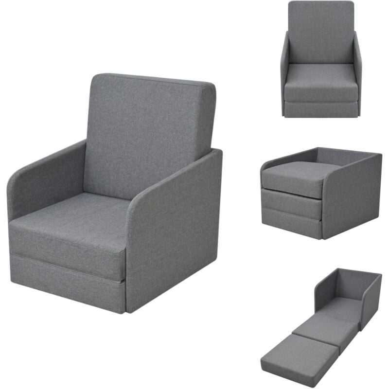 Fauteuil convertible gris clair tissu - Chaise Convertible - Fauteuil Convertible - Canapé Lit - Meuble Pliable - Mobilier Design