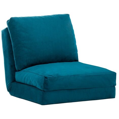 Fauteuil convertible multipositions velours Talya-Couleur Bleu canard-1 place fauteuil