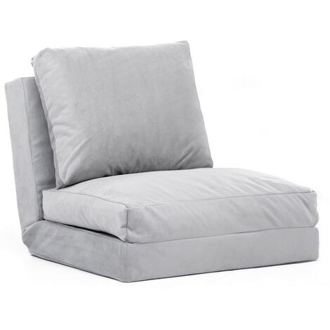 Fauteuil convertible multipositions velours Talya-Couleur Gris clair-1 place fauteuil