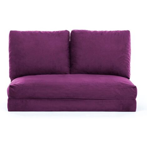 Fauteuil convertible multipositions velours Talya-Couleur Violet-2 places