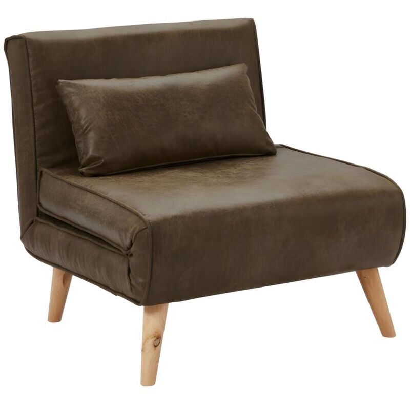 Vente-unique - Fauteuil convertible posio en microfibre vieillie - Marron