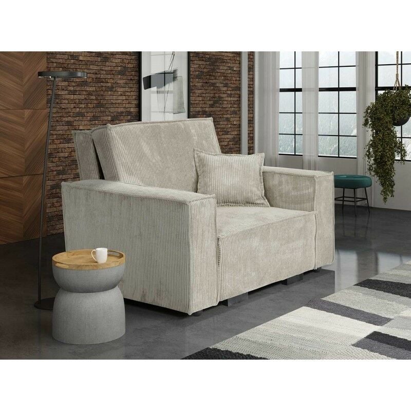 Fauteuil convertible stario en velours côtelé beige