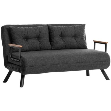 Fauteuil convertible tissu BOUKA - 1 ou 2 places 2 places-Gris anthracite-2 places