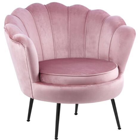 Fauteuil coque en velours rose, grand modèle, style moderne, pour bureau