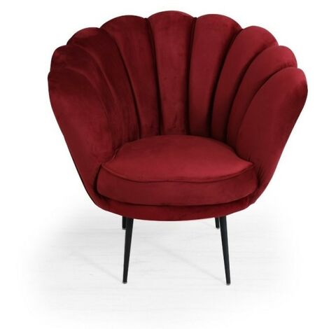Fauteuil coque velours rouge Orel