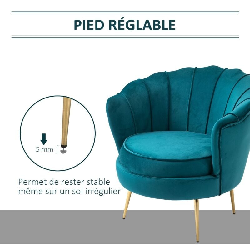 MH - Fauteuil coquillage arielle bleu canard