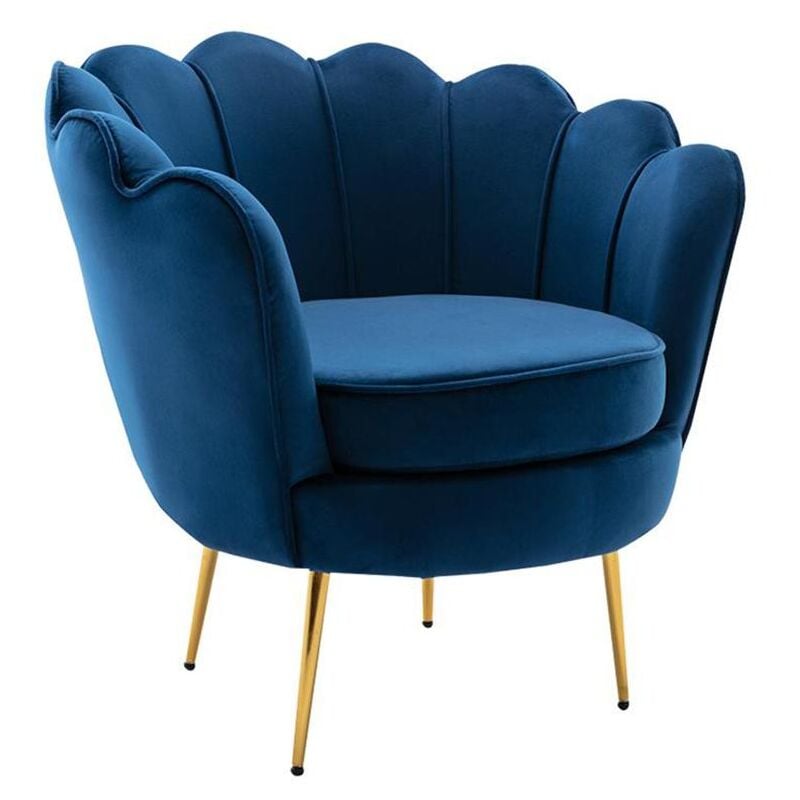 Pascal Morabito - Fauteuil coquillage en velours bleu nuit dandelion de