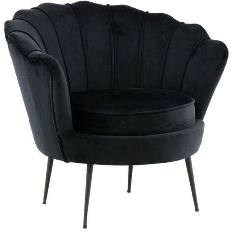 Fauteuil Coquillage en Velours "Calais" 83cm Noir