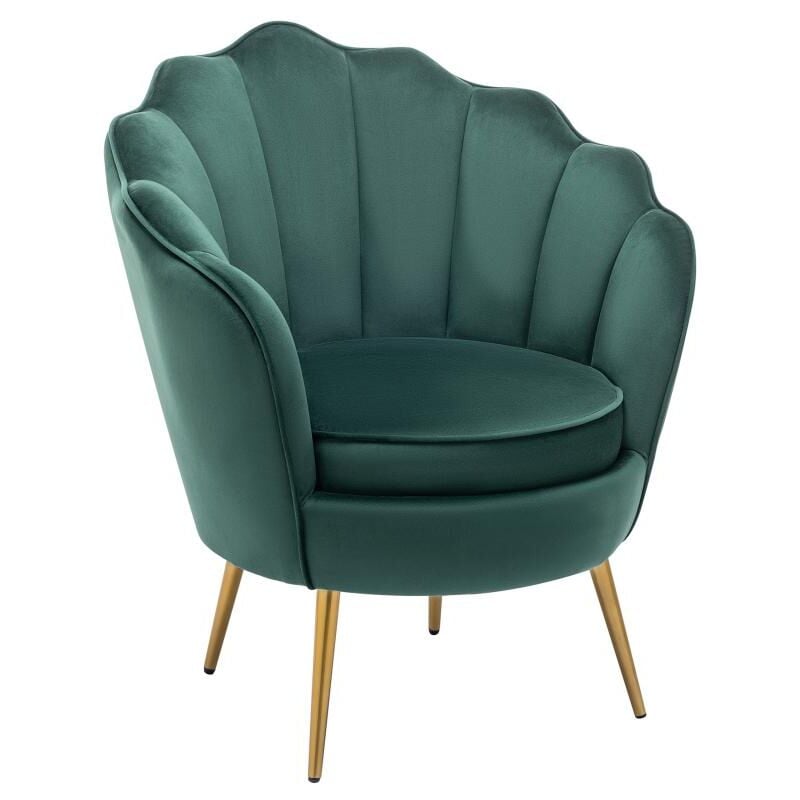 Fauteuil coquillage en velours vert lalea