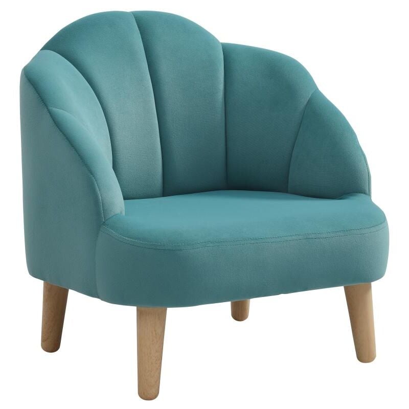 Fauteuil coquillage pour enfant en velours bleu cobaca
