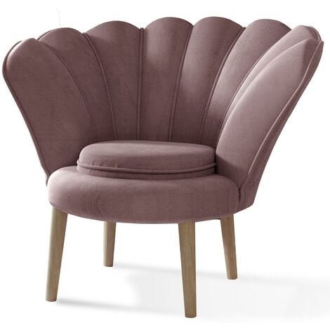 Fauteuil coquillage velours rose Skidra