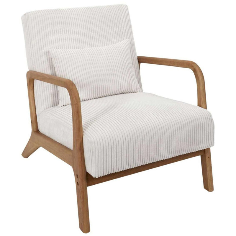 Fauteuil Côtelé Design "Scott" 75cm Beige Fauteuil Côtelé Design "Scott" 75cm Beige