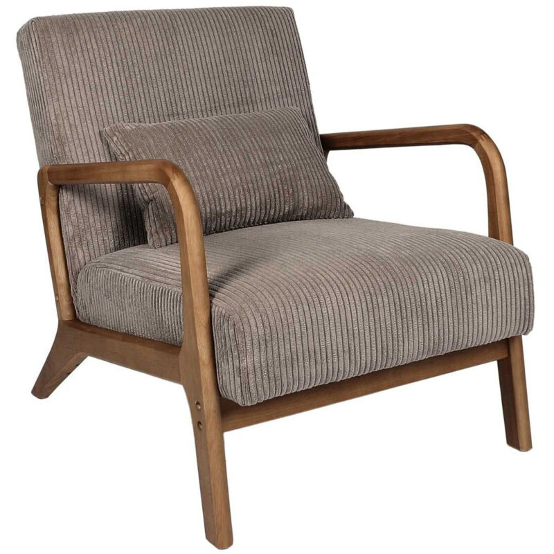 Fauteuil Côtelé Design "Scott" 75cm Taupe Fauteuil Côtelé Design "Scott" 75cm Taupe