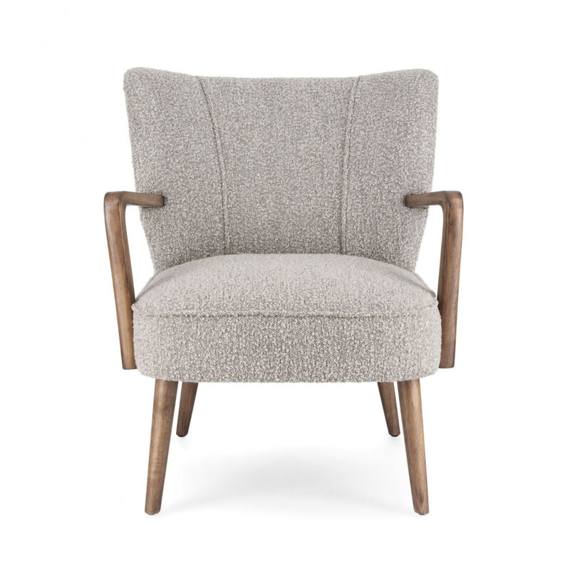 Hellin - Fauteuil crapaud à accoudoirs en tissu bouclette gris - jim