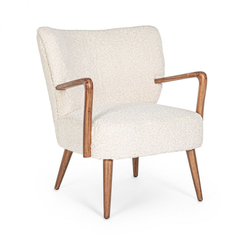 Hellin - Fauteuil crapaud à accoudoirs en tissu peluche - jim