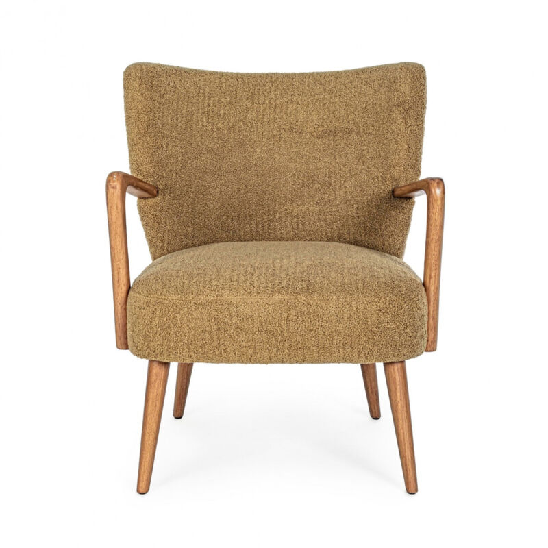 Hellin - Fauteuil crapaud à accoudoirs en tissu peluche - jim