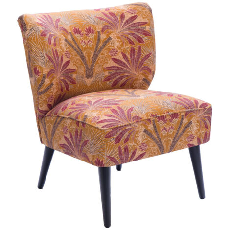 Fauteuil crapaud en tissu orange à motifs - RANCHI