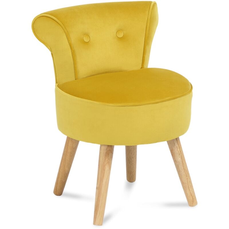 Fauteuil crapaud en velours jaune