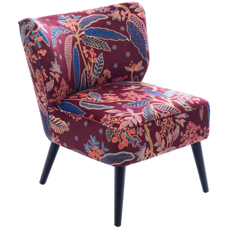 Hellin - Fauteuil crapaud en velours prune à motifs - violette