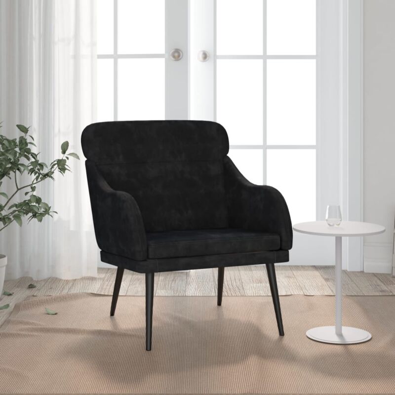 Fauteuil Noir 63x76x80 cm Velours - Vidaxl