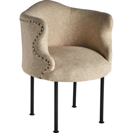 Fauteuil Crovie style vintage élégant en yute - Beige naturel tissu yute vintage