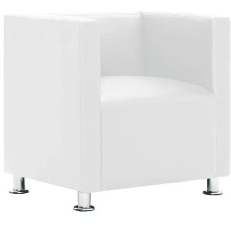 Fauteuil cube en similicuir blanc