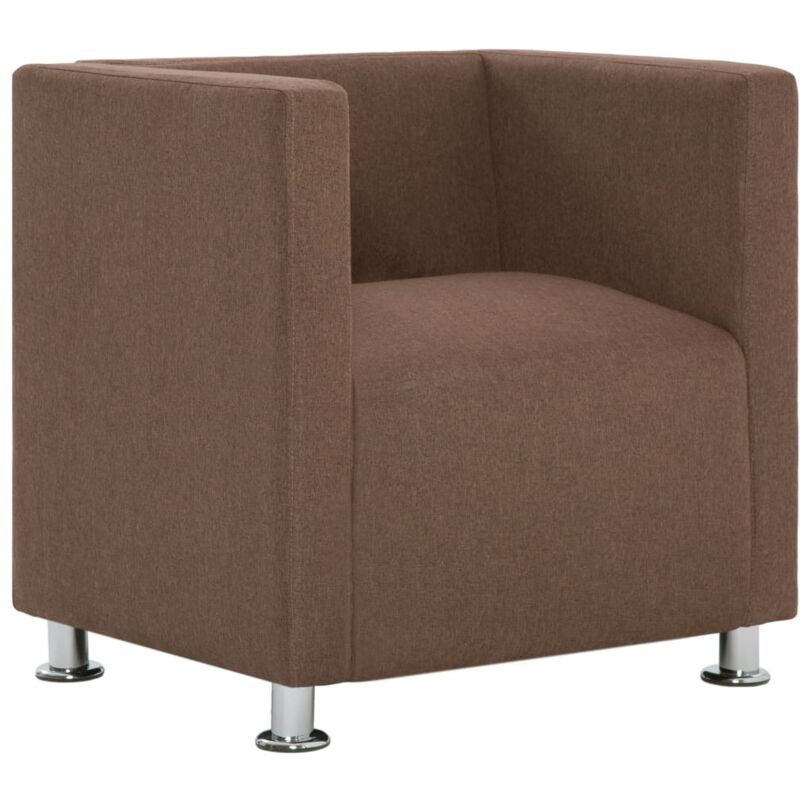 Fauteuil Cube Tissu Marron
