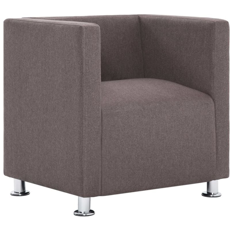 Fauteuil Cube Tissu Taupe