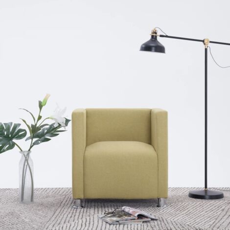 Fauteuil cube Vert Tissu vidaXL
