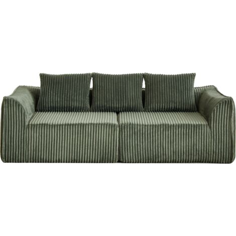 Fauteuil cuir minimaliste - Lignes sinueuses - Dossier incliné - 2 coussins - Pour salon, chambre, bureau - Design élégant et confortable