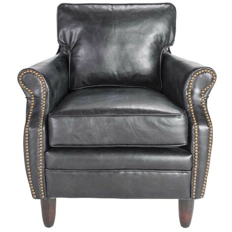 Fauteuil Cuir noir 73x74x75cm - Noir