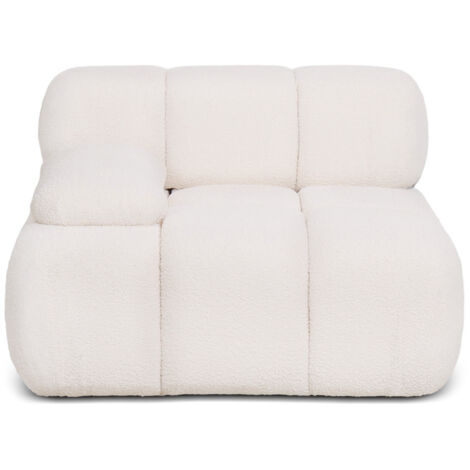 Fauteuil D'Angle Droit - Rembourré En Tissu Bouclé - Compatible Avec Le Canapé Modulaire Bianca Blanc