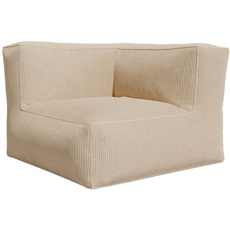 Fauteuil d'angle en velours côtelé beige NOUMARA