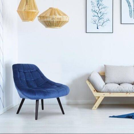 Fauteuil Danios Velours Bleu