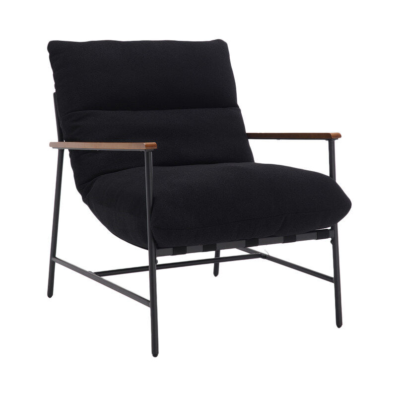 Fauteuil relax, Fauteuil de Salon Moderne Chaise de Salon Fauteuil en Fausse Fourrure Pour Salon et Chambre, Noir