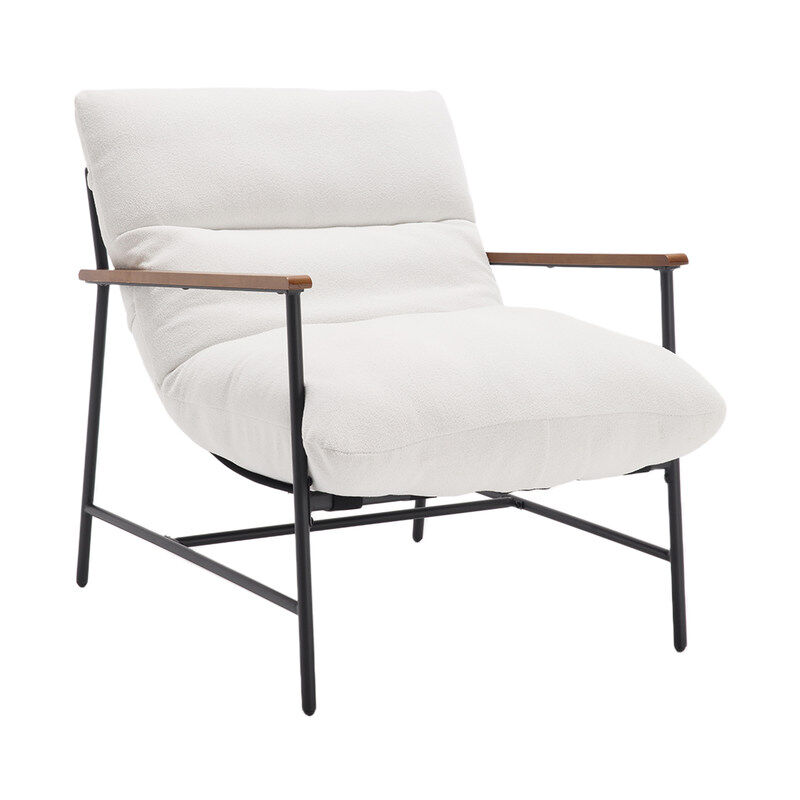 Fauteuil relax, Fauteuil de Salon Moderne Chaise de Salon Fauteuil en Fausse Fourrure Pour Salon et Chambre, Blanc