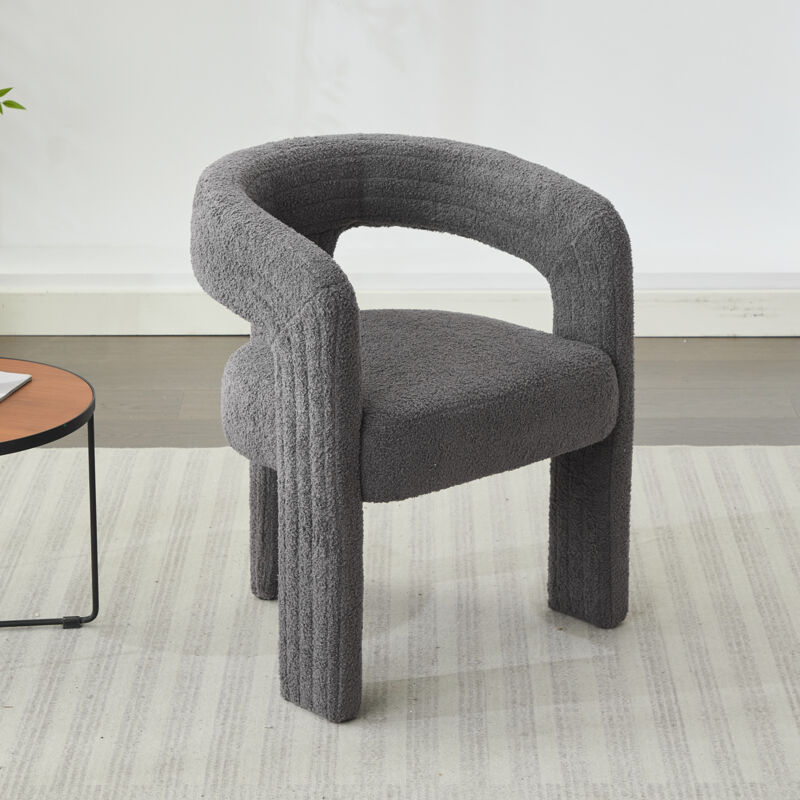 Fauteuil d'appoint, canapé simple rembourré, pour salon et chambre, en fausse fourrure, gris