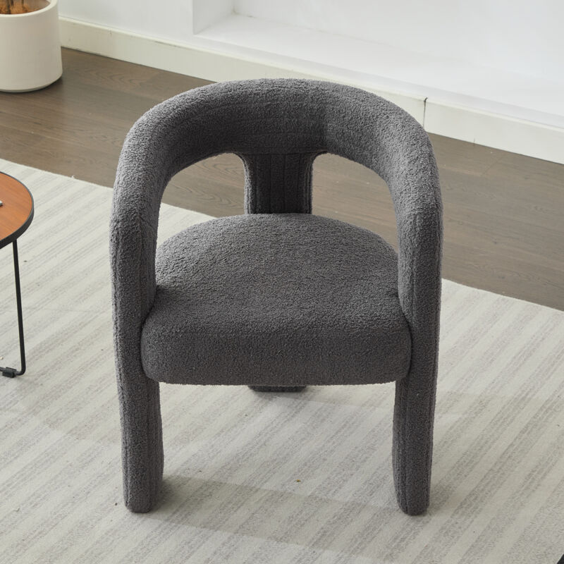 Lot de 2 fauteuil d'appoint, canapé simple rembourré, pour salon et chambre, en fausse fourrure, gris