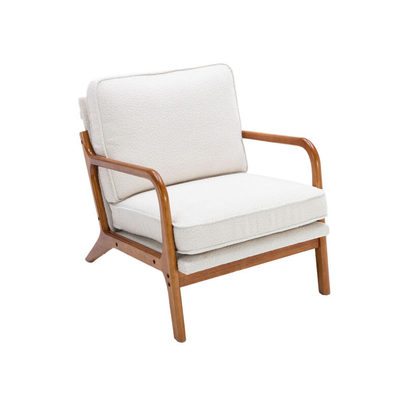 Yozhiqu - Fauteuil d'appoint moderne du milieu du siècle, fauteuil rembourré danois, chaise longue rustique et confortable avec cadre en bois pour