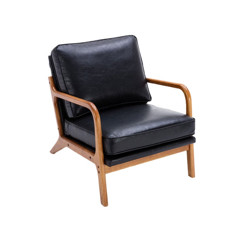 Fauteuil d'appoint moderne du milieu du siècle, fauteuil rembourré danois, chaise longue rustique et confortable avec cadre en bois pour salon,