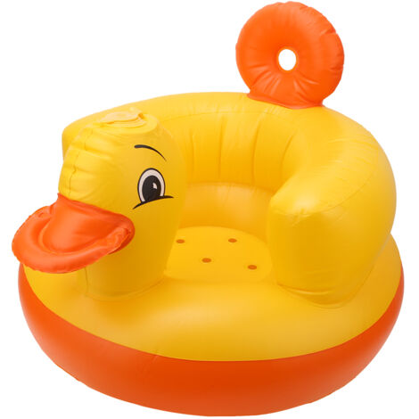 Fauteuil de bain bébé canard jaune gonflable, siège de sécurité avec support dorsal et capacité de charge 60 kg, fond rond