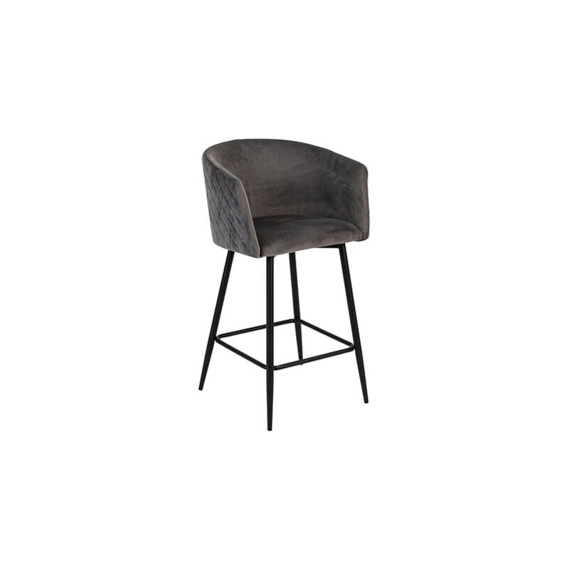 Atmosphera - Fauteuil De Bar Marlo En Velours Gris